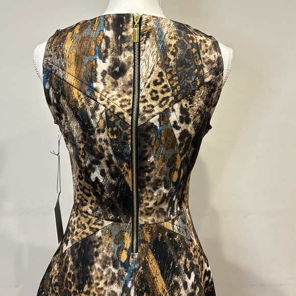 Jennifer Lopez Sleeveless Fit and Flare Scuba Cocktail Dress Leopard Print - Picture 6 of 15